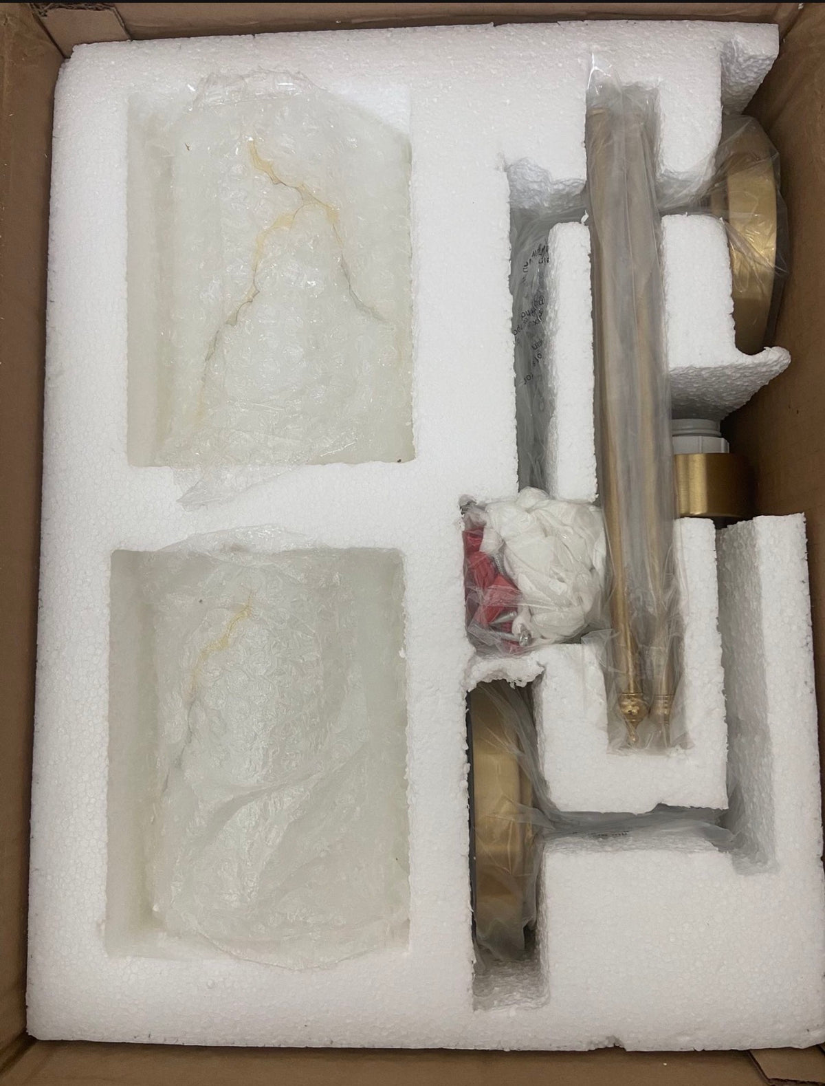 Gold Wall Sconces Set with Marble Glass Shade 4