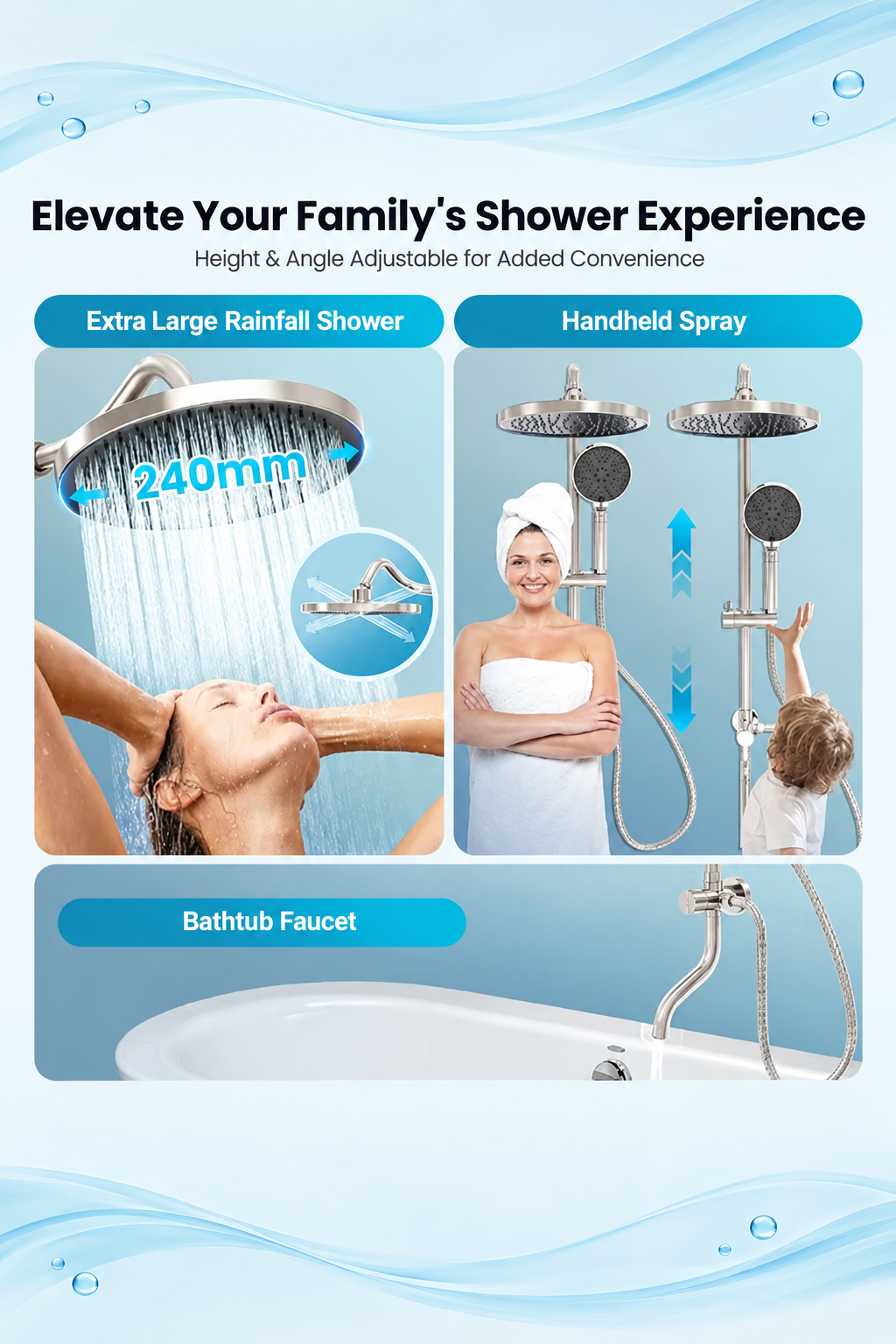 Rainshower And Handheld Retrofit Shower System