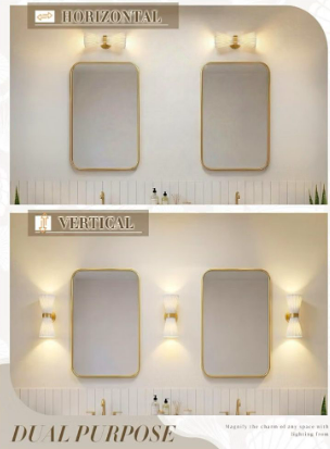 Bathroom Wall Sconces 2-Pack with Milk White Striped Fabric Shade 3