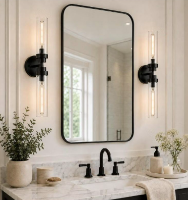 Clear Glass Wall Light Fixture 22" 2-Pack
