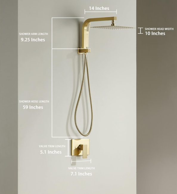 Shower System with 10 Inch Rain Shower Head 3