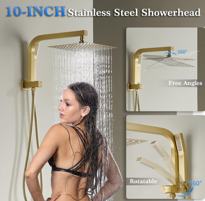 Shower System with 10 Inch Rain Shower Head 4