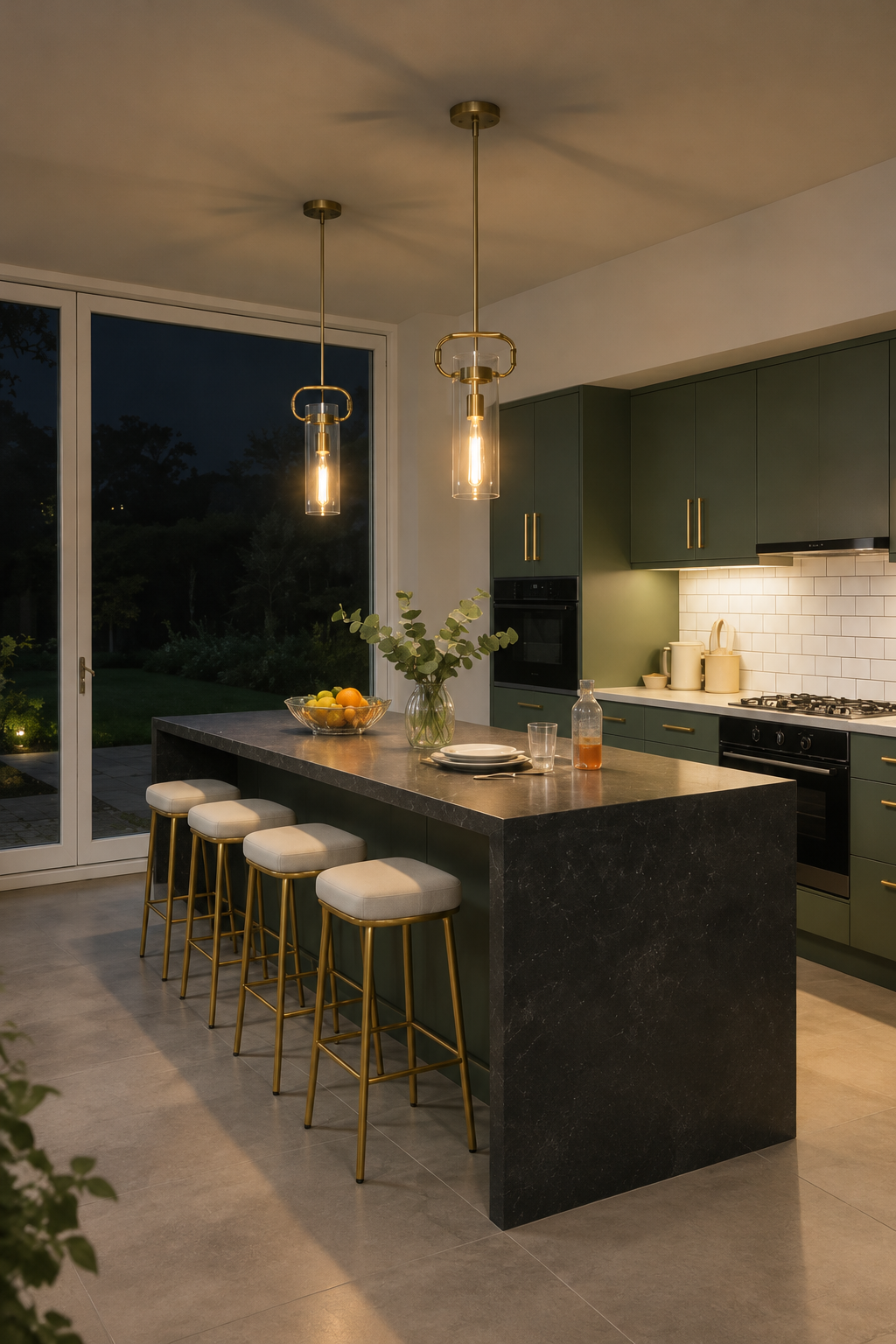 Glass Pendant Light Gold