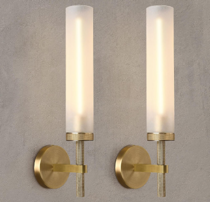 20'' Knurled Brass Bathroom Wall Sconces