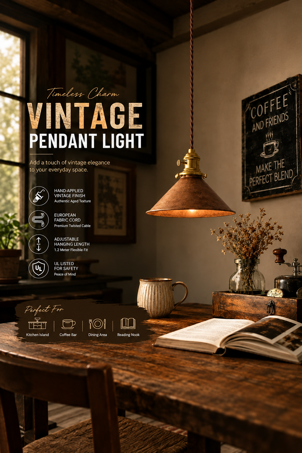 Pendant Light Rusted Copper Lampshade