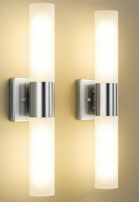 Vanity Wall Sconces Silver Modern 21" Frosted Glass