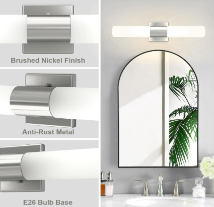 Vanity Wall Sconces Silver Modern 21" Frosted Glass 5