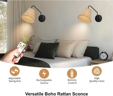 Wall Sconces Boho Rattan