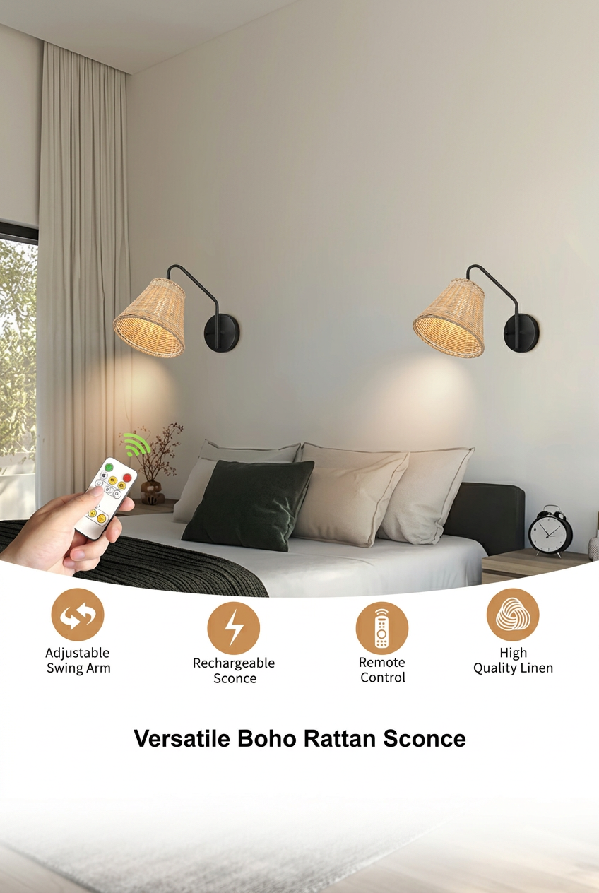 Wall Sconces Boho Rattan