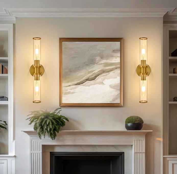 Wireless Gold Wall Sconces with Remote Control