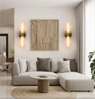 Brass Gold Wall Sconces with White Glass 3