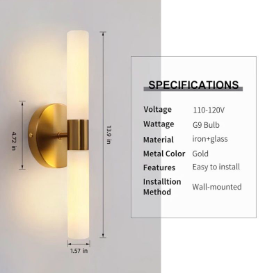 Brass Gold Wall Sconces with White Glass 4