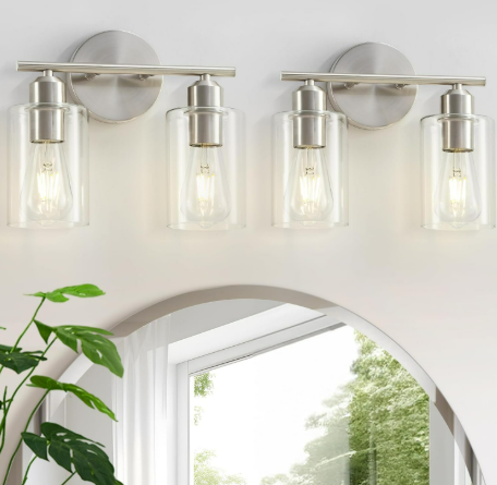 Brushed Nickel Vanity Lights 2-Pack