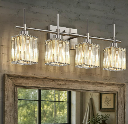Brushed Nickel Crystal Vanity Lights