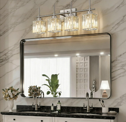 Brushed Nickel Crystal Vanity Lights