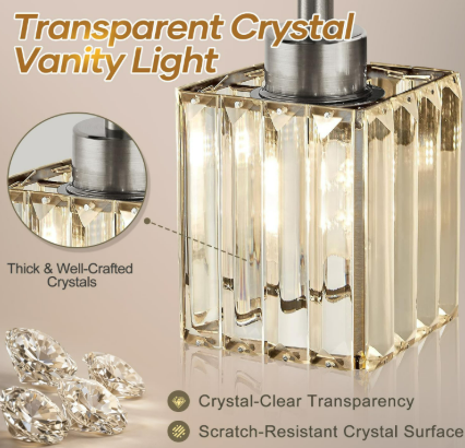 Brushed Nickel Crystal Vanity Lights 4