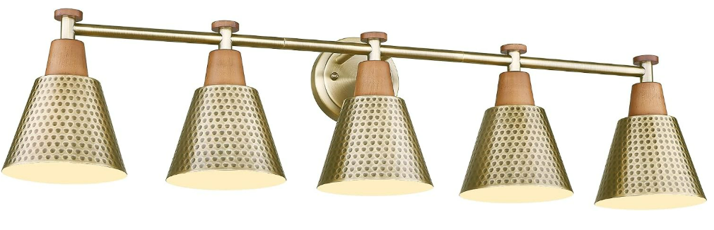 Gold Vanity Lights with Hammered Metal Shade