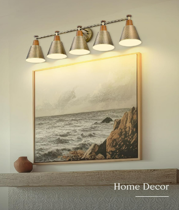 Gold Vanity Lights with Hammered Metal Shade 3