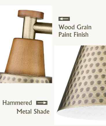 Gold Vanity Lights with Hammered Metal Shade 4