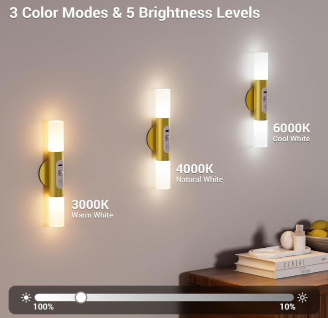 Wireless Wall Sconces with Motion Sensor 7