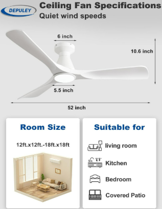 Ceiling Fan 52 Inch 6