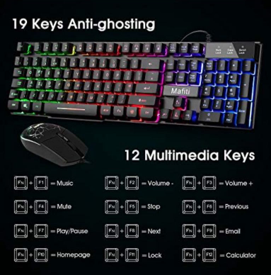 Rainbow Backlit Gaming Keyboard with Mouse 3