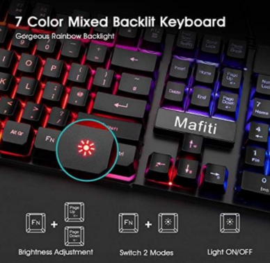 Rainbow Backlit Gaming Keyboard with Mouse 4