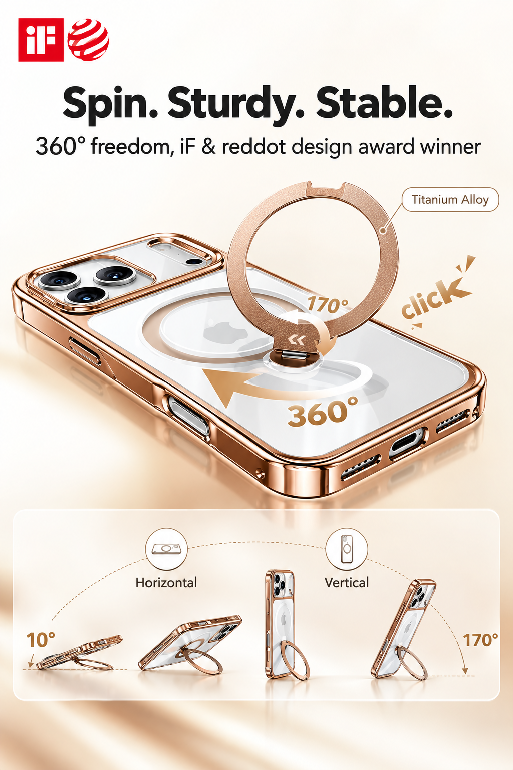 iPhone 17 Pro Rose Gold Case with Stand 3