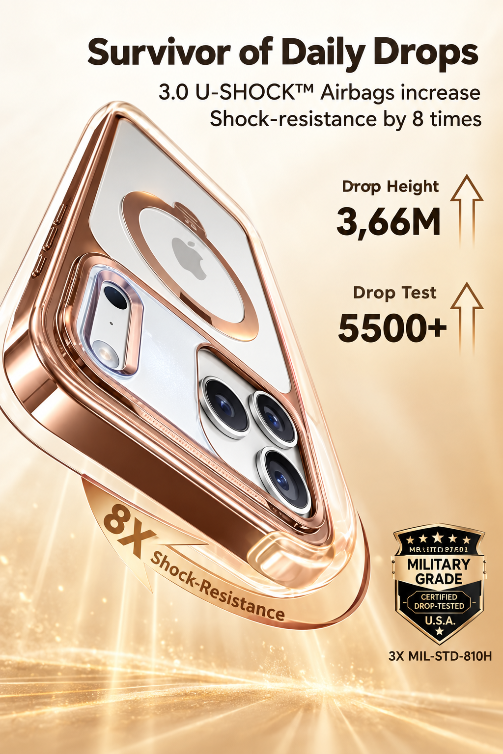 iPhone 17 Pro Rose Gold Case with Stand 5
