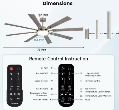 Ceiling Fan 72 Inch 4