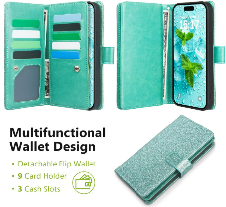 iPhone 14 Pro Glitter Wallet Case 3