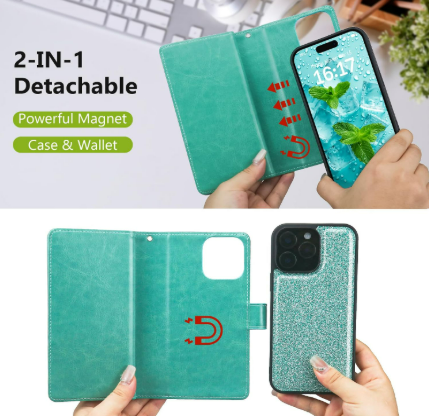 iPhone 14 Pro Glitter Wallet Case 4