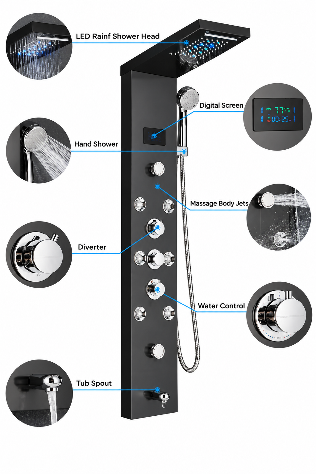 6 in 1 Shower Panel System