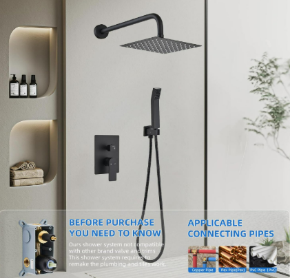 Shower Faucet Set With 8" Shower Head 3