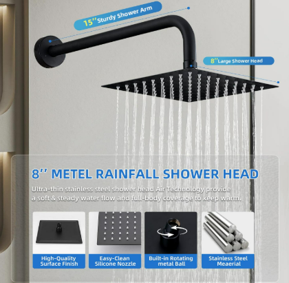 Shower Faucet Set With 8" Shower Head 4