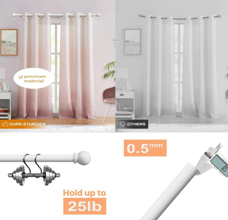 Two Curtain Rods 48-84" 4