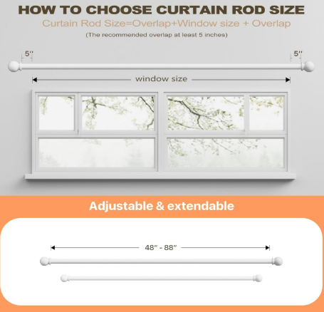 Two Curtain Rods 48-84" 5