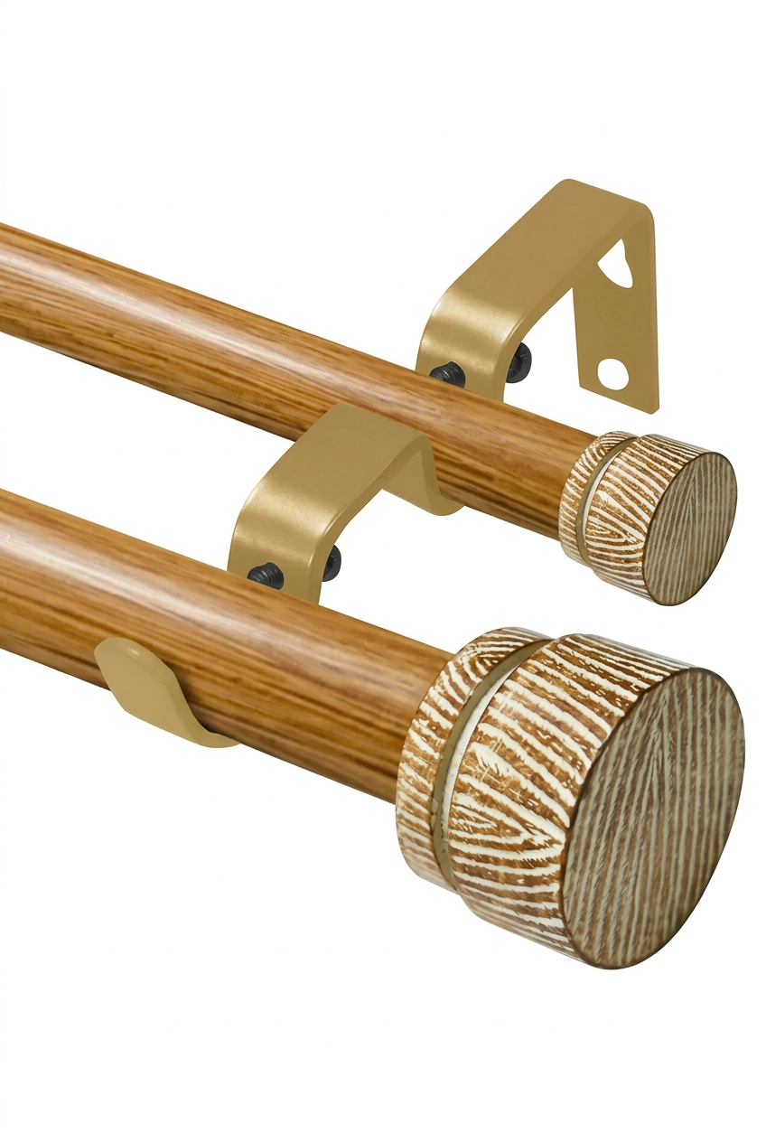 Faux Wood Double Curtain Rod
