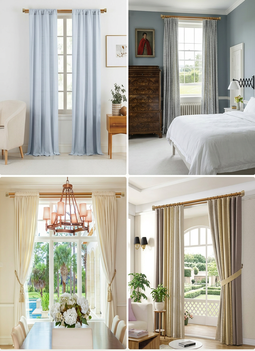 Faux Wood Double Curtain Rod