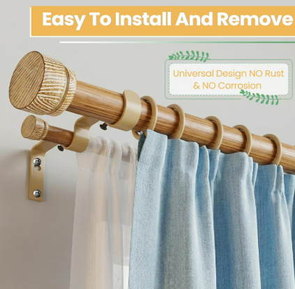 Faux Wood Double Curtain Rod 3