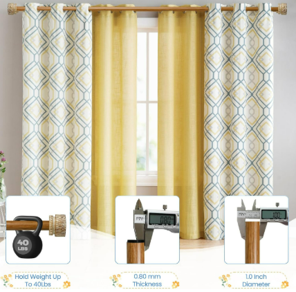 Faux Wood Double Curtain Rod 4