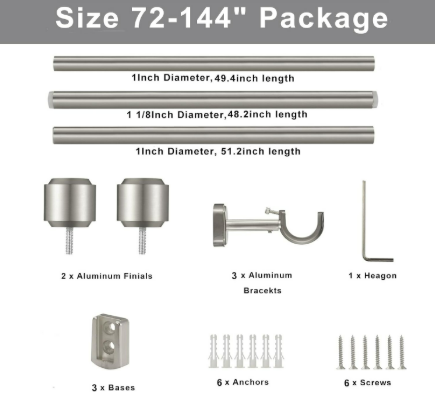 Curtain Rod 72-144" 5
