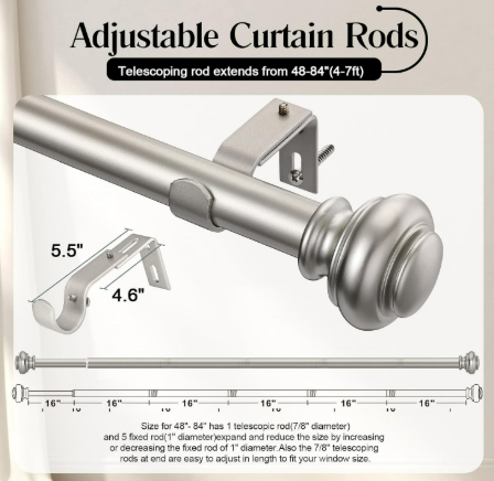 Curtain Rod 28-88" 4