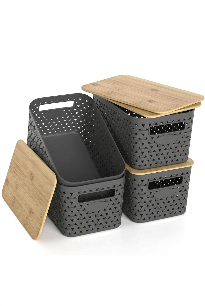 Bamboo Lid Storage Bins 1