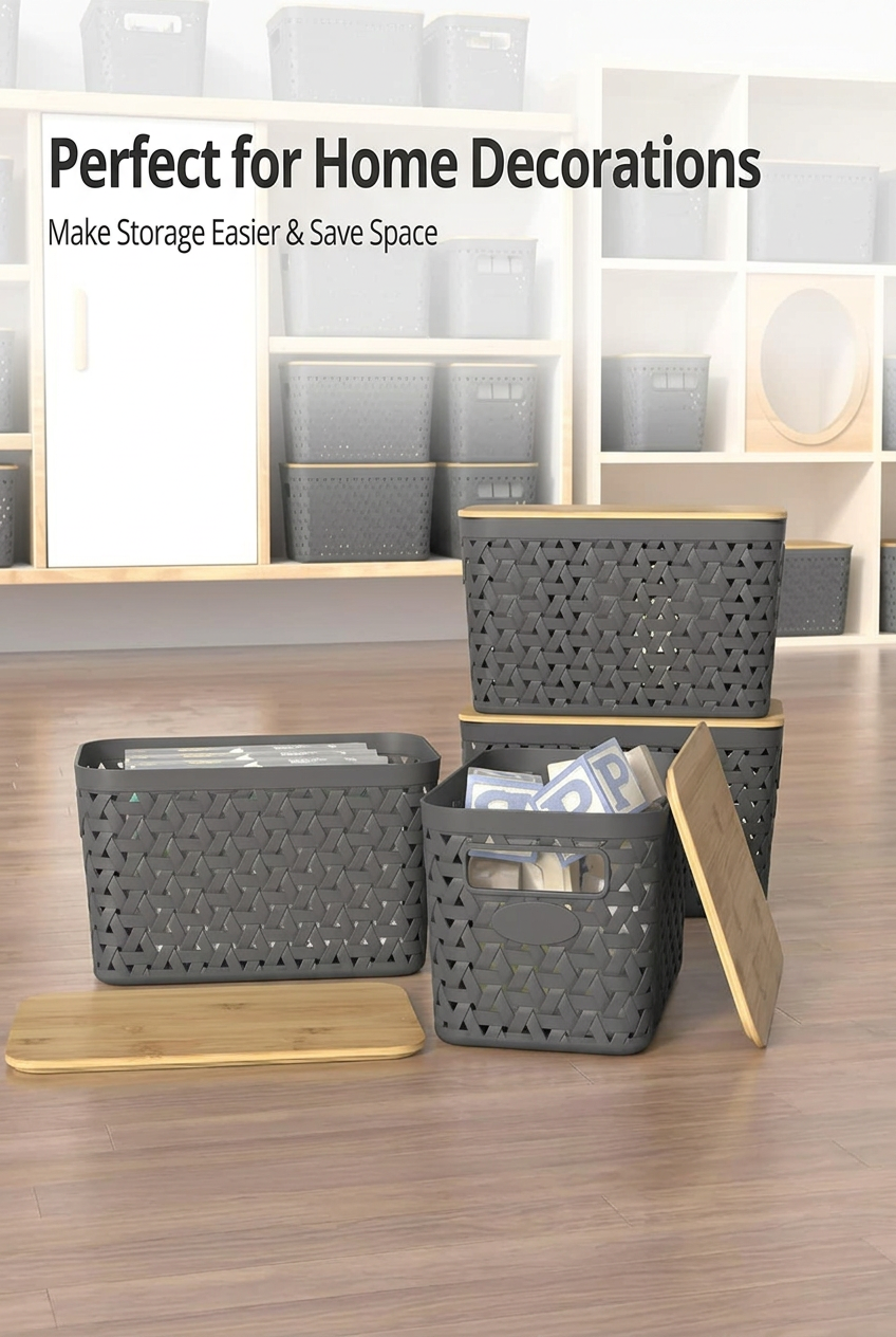 Bamboo Lid Storage Bins 2