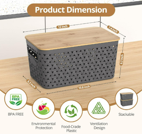 Bamboo Lid Storage Bins 4