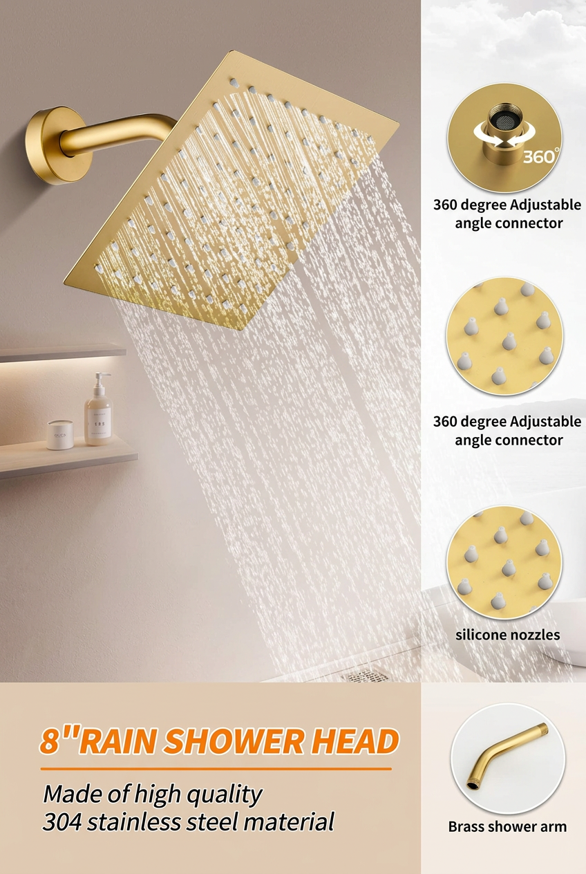 8" Shower Faucet Trim Kit with Valve 2