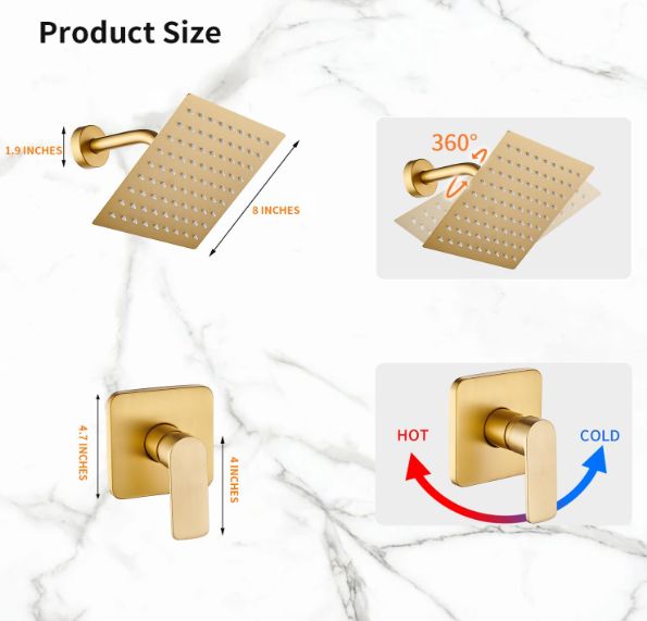 8" Shower Faucet Trim Kit with Valve 3