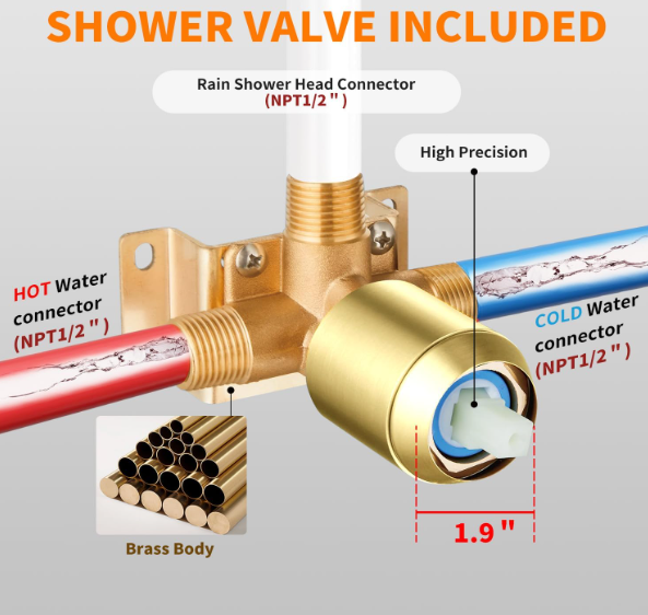 8" Shower Faucet Trim Kit with Valve 4