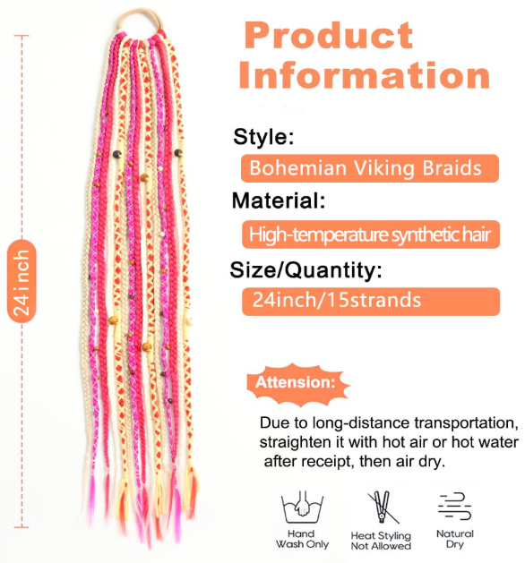 Braided Ponytail Hair Extensions with Beads 4